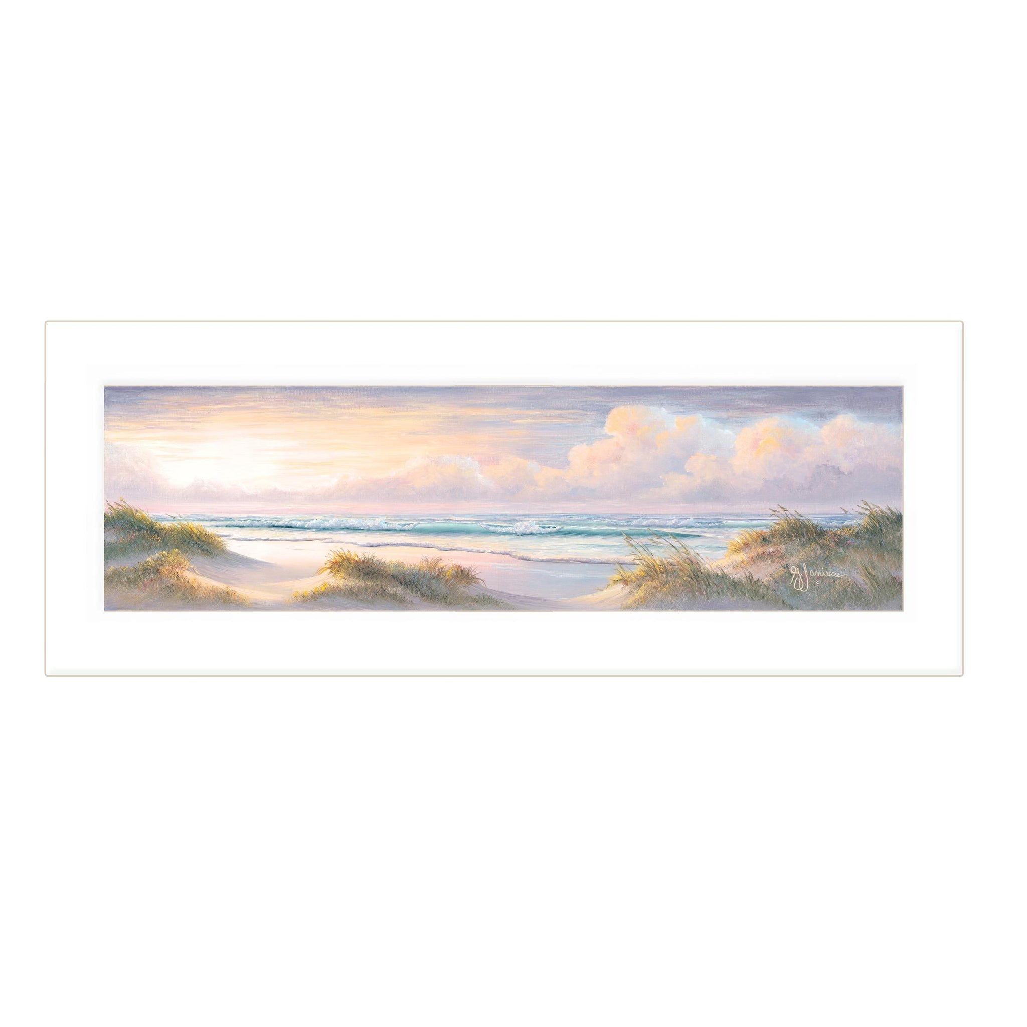 "Seascape Ii" By Georgia Janisse, Ready To Hang Framed Print, White Frame Multicolor Paper