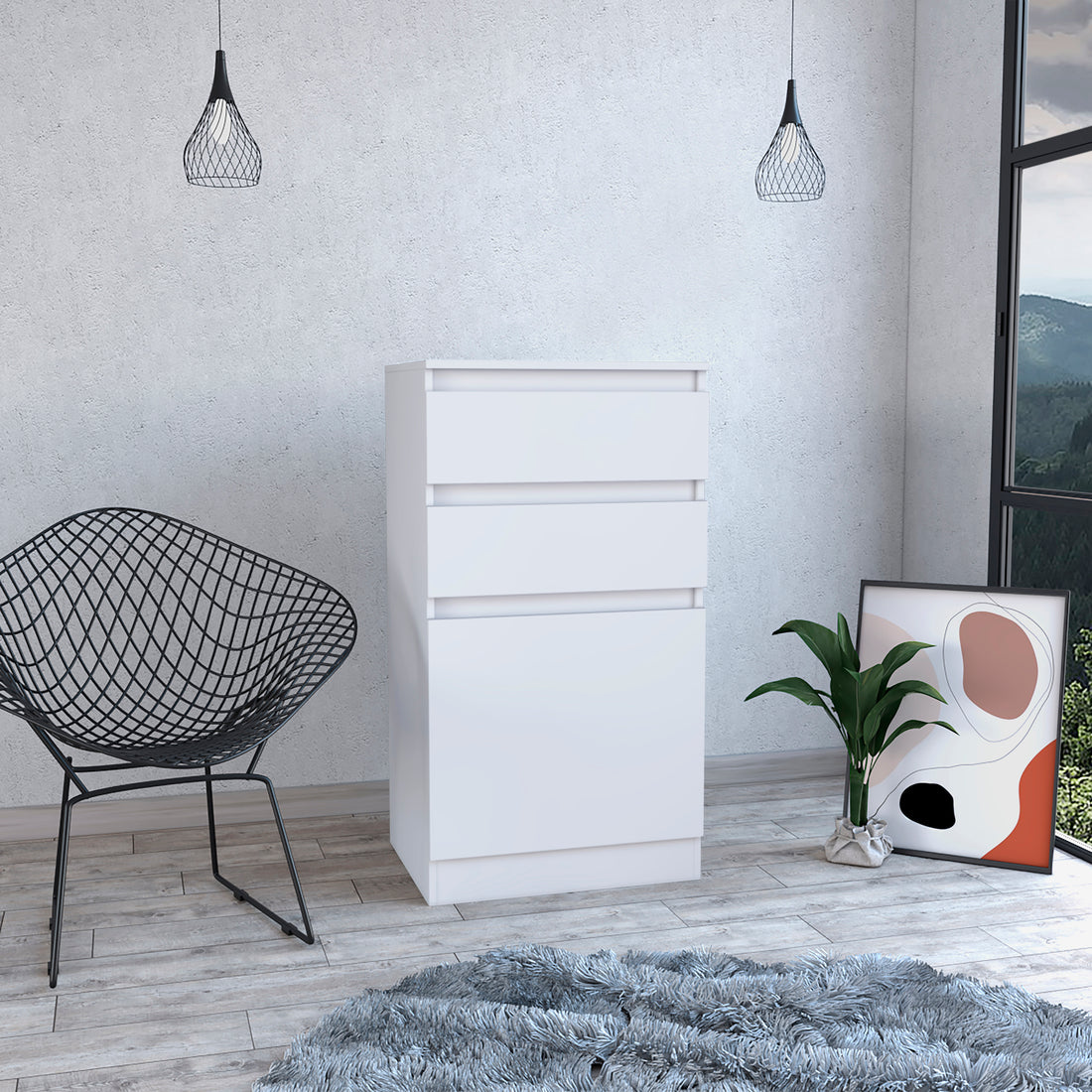 Kamelot Dresser With Jewelry Box, Single Door Cabinet, Mirror, Two Drawers White White Particle Board Particle Board