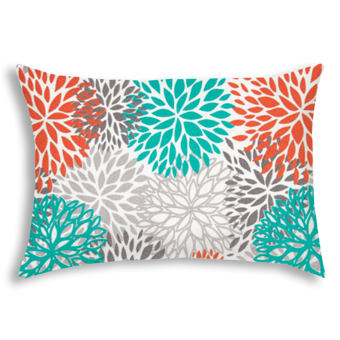 Bursting Blooms Orange Indoor Outdoor Pillow Sewn Closure Multicolor Polyester