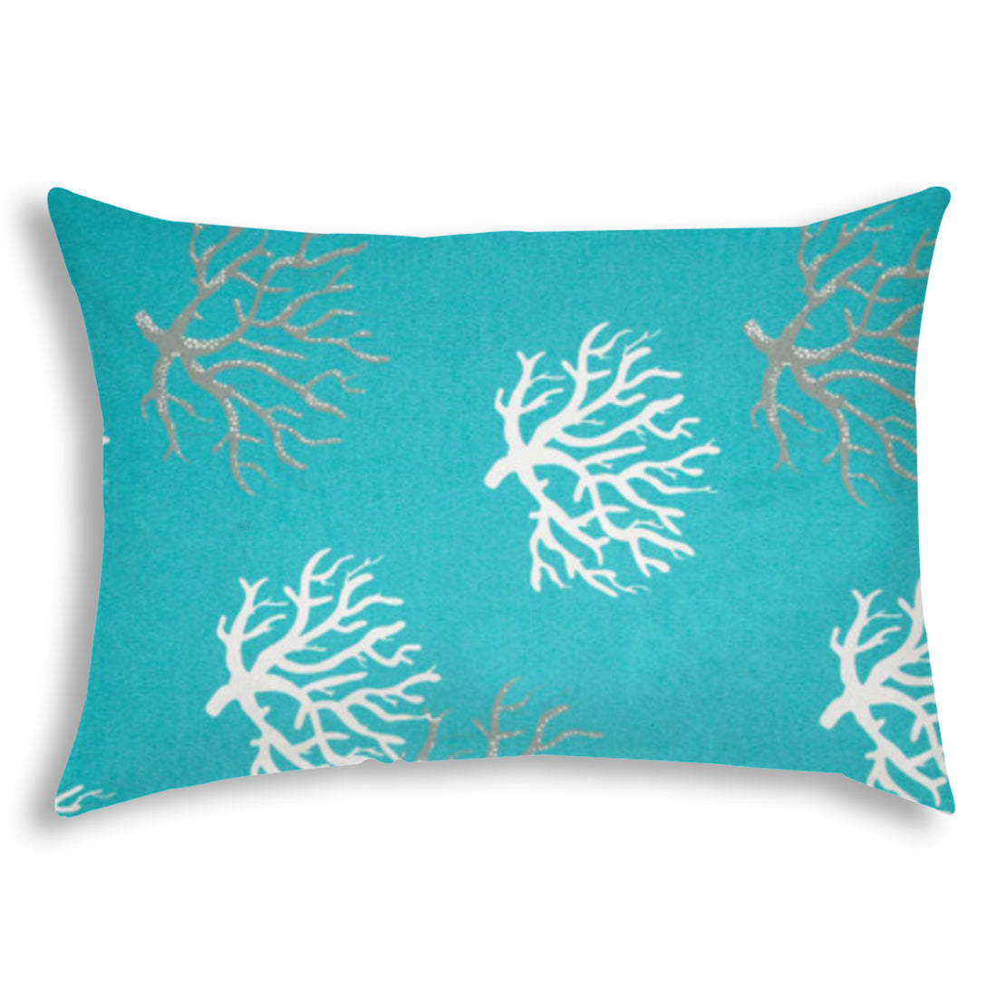 Floating Coral Aqua Indoor Outdoor Pillow Sewn Closure Multicolor Polyester