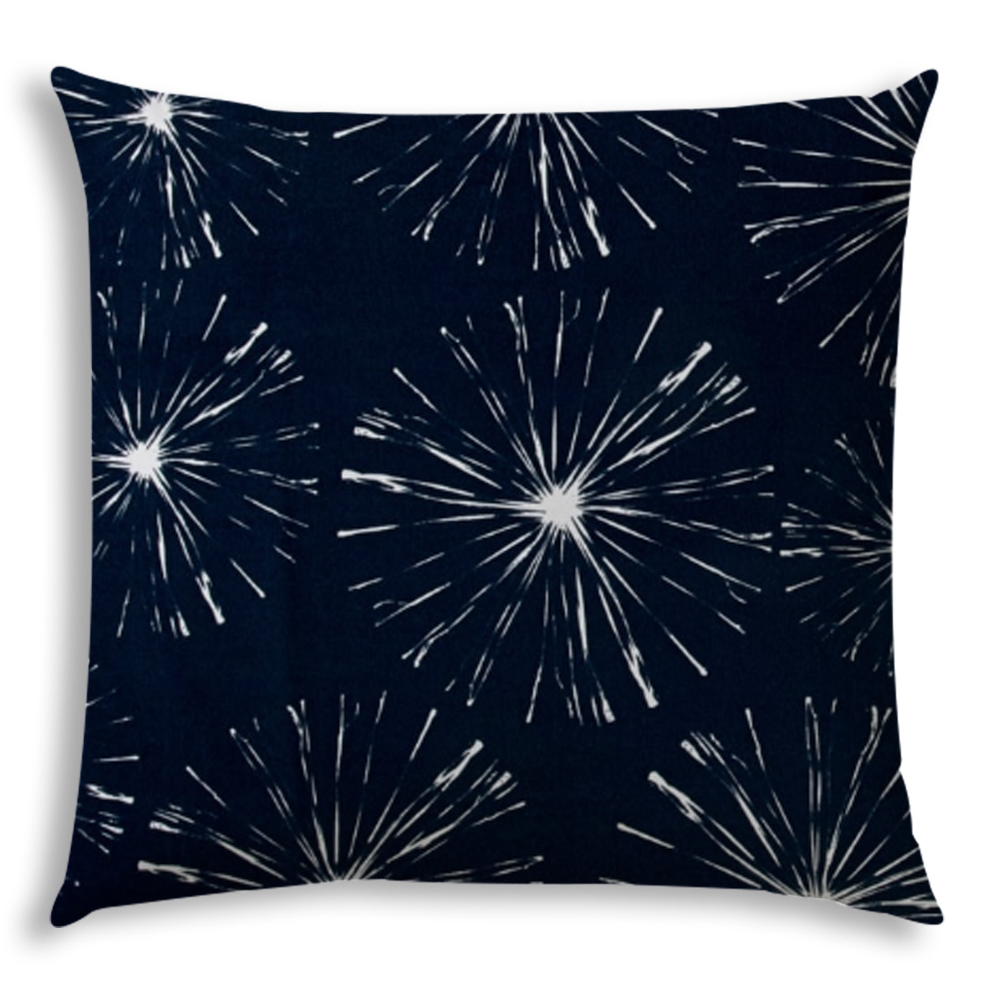 Fireworks Navy Indoor Outdoor Pillow Sewn Closure Multicolor Polyester