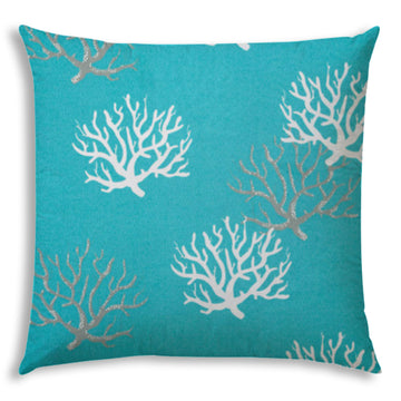 Floating Coral Aqua Indoor Outdoor Pillow Sewn Closure Multicolor Polyester