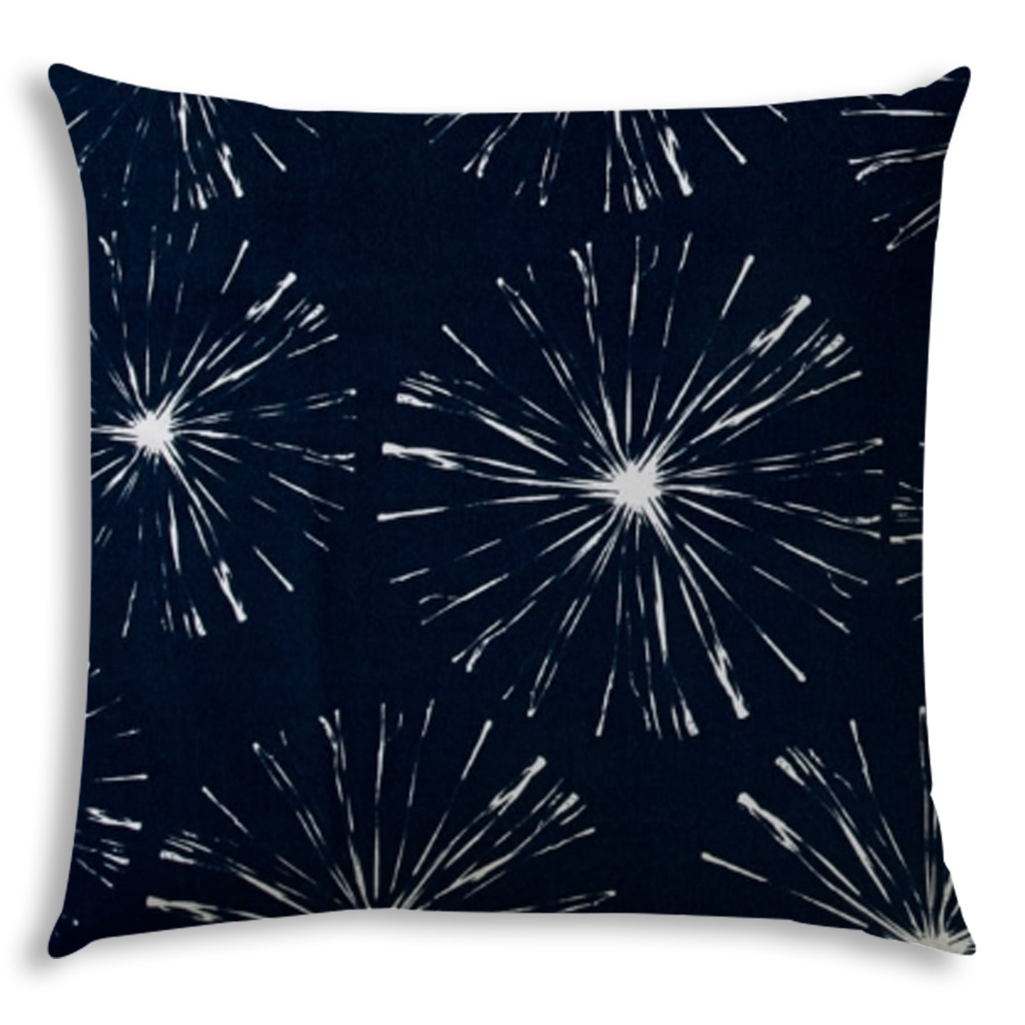 Fireworks Navy Indoor Outdoor Pillow Sewn Closure Multicolor Polyester