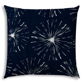 Fireworks Navy Indoor Outdoor Pillow Sewn Closure Multicolor Polyester