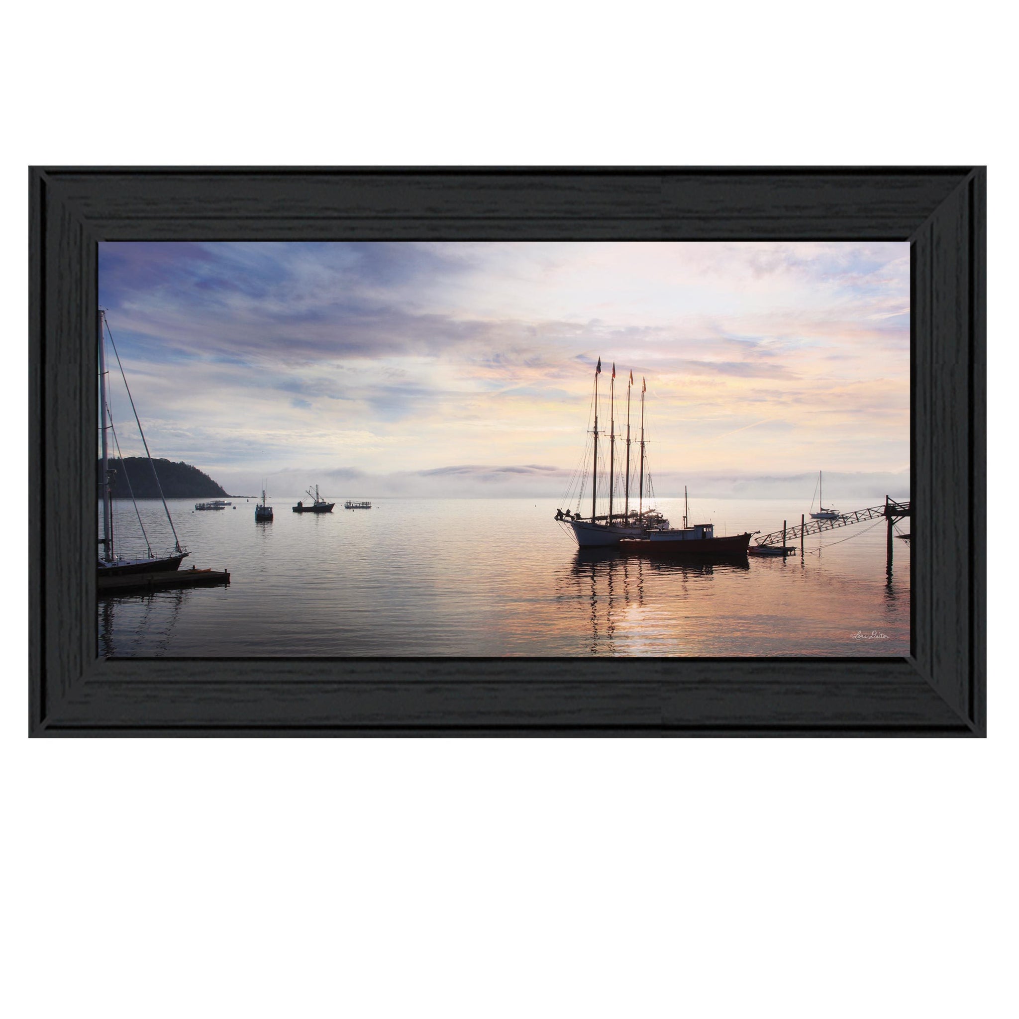 "Bar Harbor Silhouettes" By Lori Deiter, Ready To Hang Framed Print, Black Frame Multicolor Paper