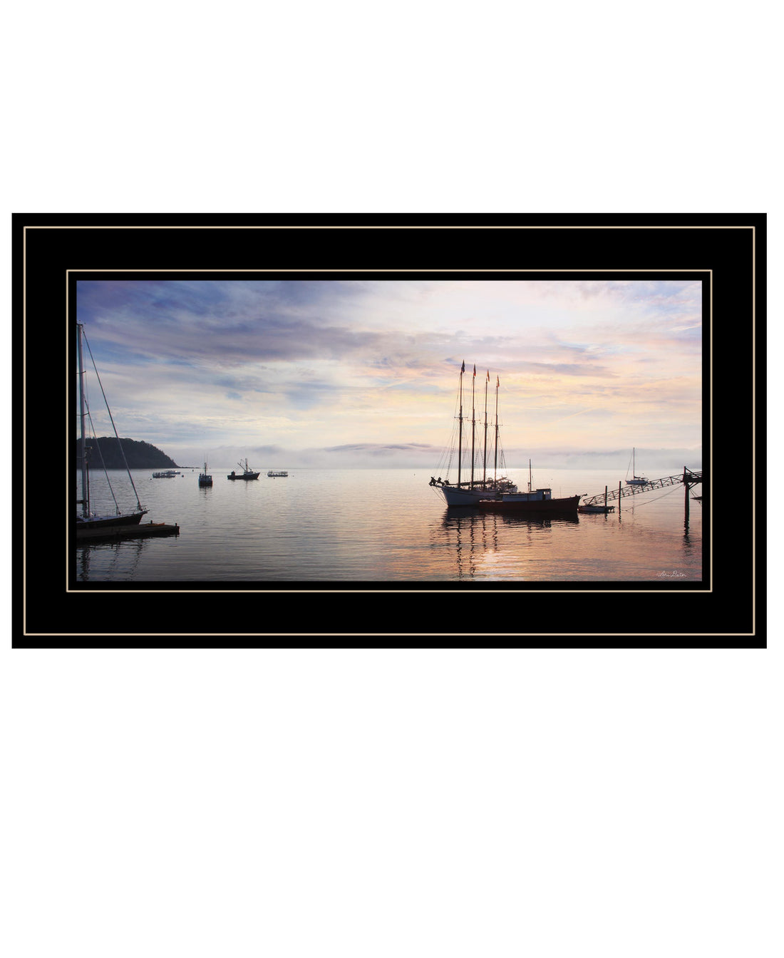 "Bar Harbor Silhouettes" By Lori Deiter, Ready To Hang Framed Print, Black Frame Multicolor Paper