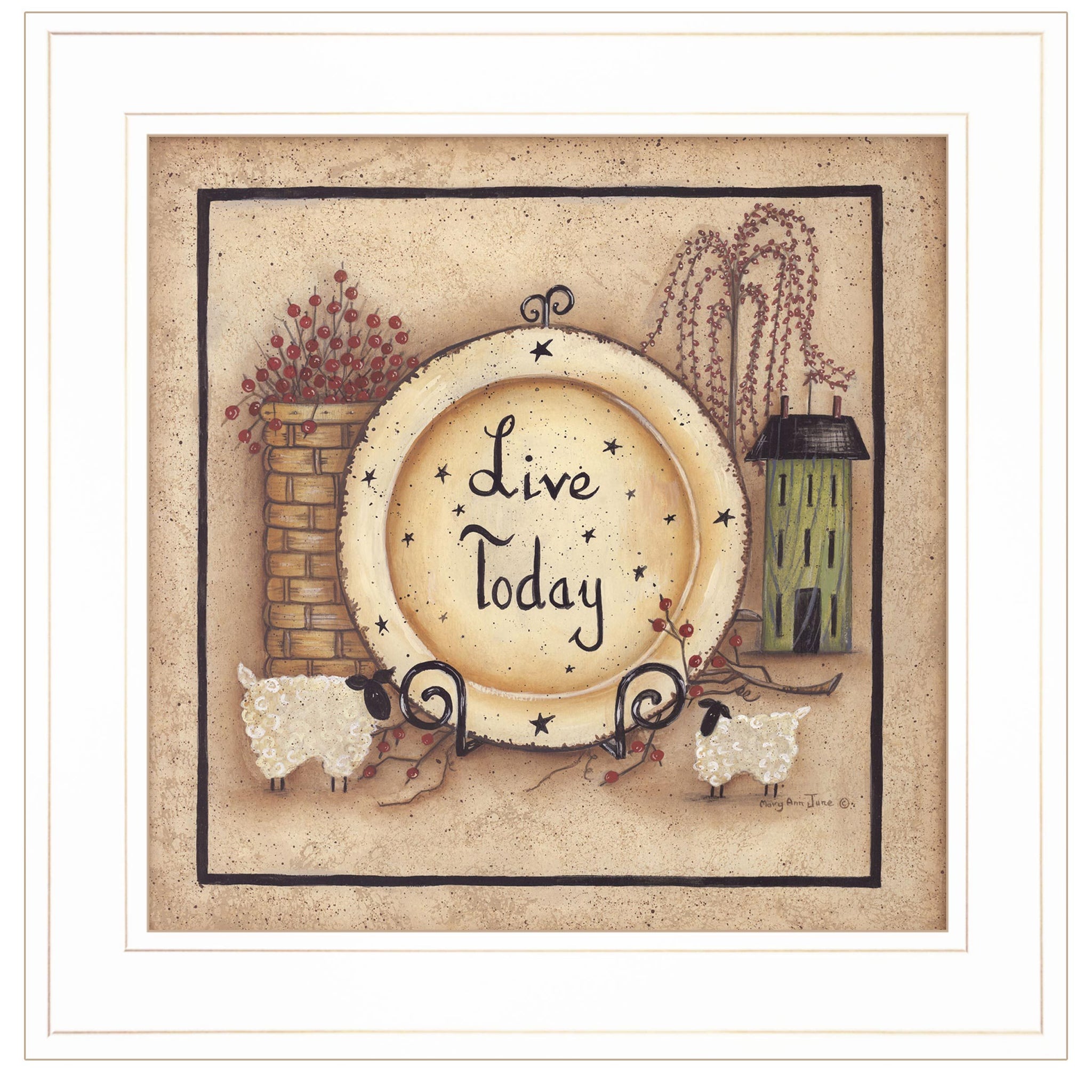 "Live Today" By Mary Ann June, Ready To Hang Framed Print, White Frame Multicolor Paper