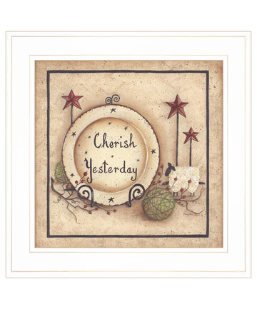 "Cherish Yesterday" By Mary Ann June, Ready To Hang Framed Print, White Frame Multicolor Paper