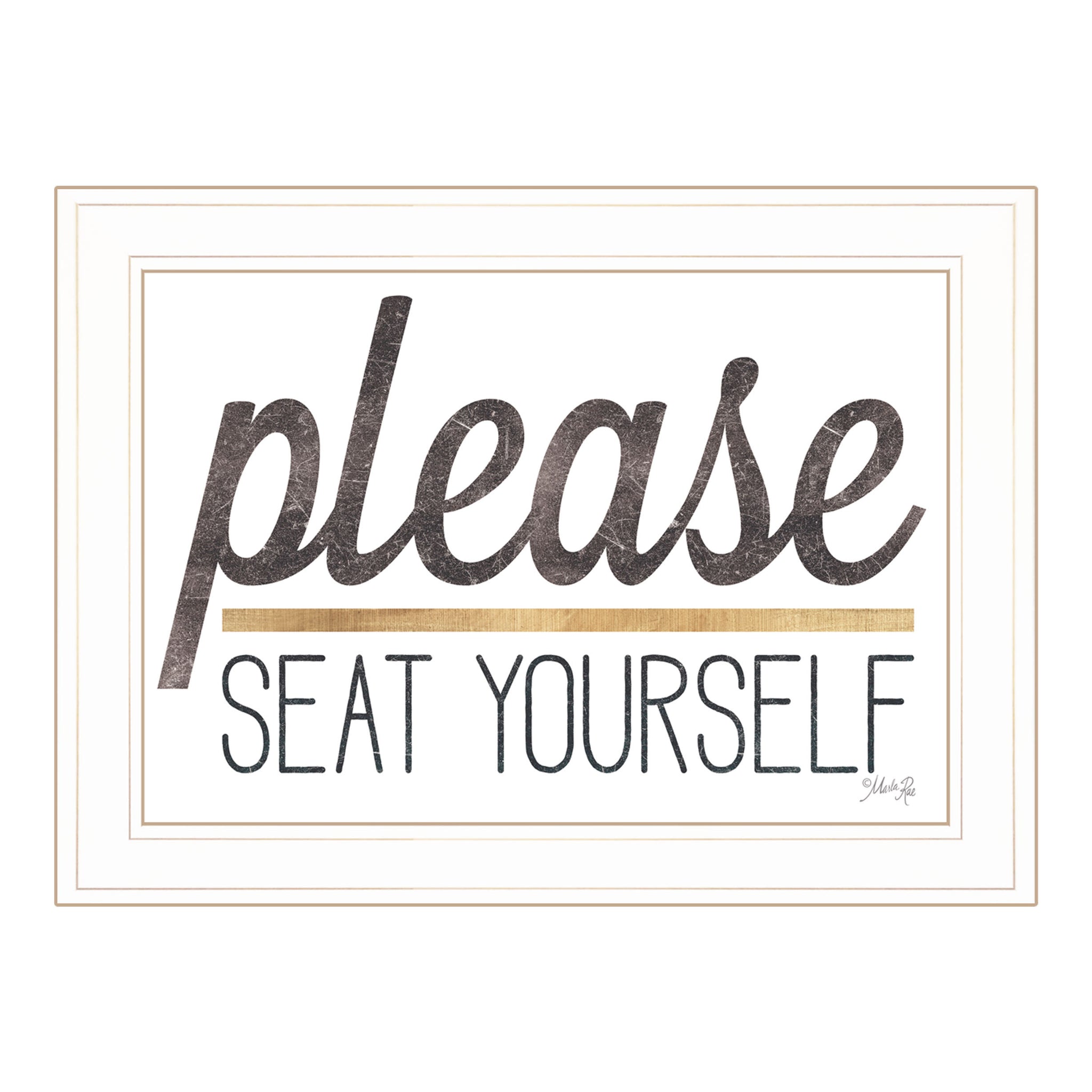 "Please Seat Yourself" By Marla Rae, Ready To Hang Framed Print, White Frame Multicolor Paper