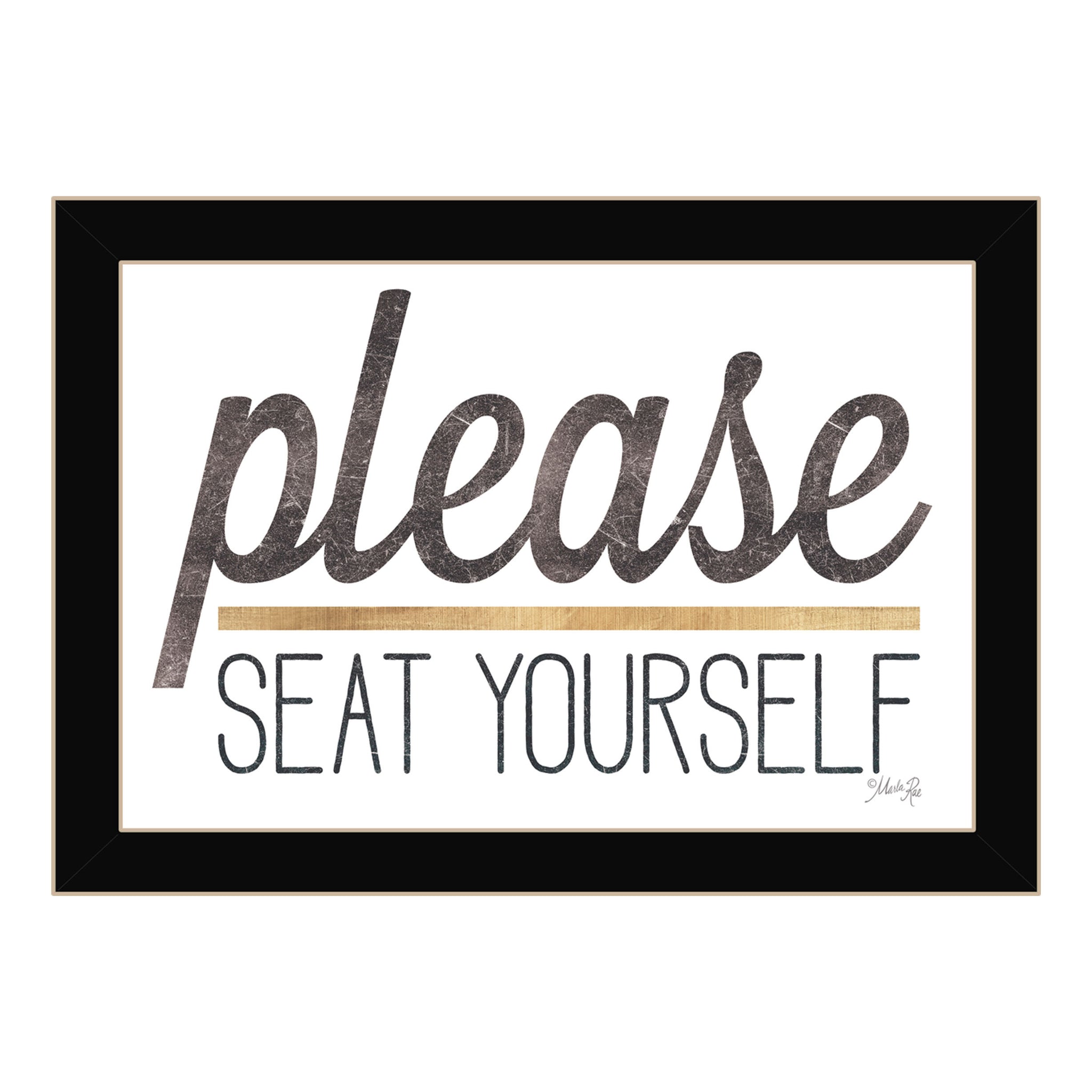 "Please Seat Yourself" By Marla Rae, Ready To Hang Framed Print, Black Frame Multicolor Paper