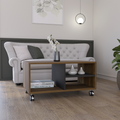 Aveiro Coffee Table, Four Casters, Three Shelves, Walnut Black Multicolor Particle Board Particle Board