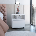 Austin Nightstandend Table, Side Table Casters, Single Drawer White Black 1 Drawer Bedroom Rectangle Modern Shelf Particle Board Particle Board