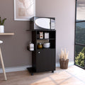 Opal Kitchen Cart, Single Door Cabinet, Four Casters, Black Black Particle Board Particle Board