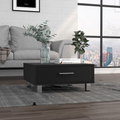 Coffee Table, One Drawer, Four Legs, Black Black Particle Board Particle Board