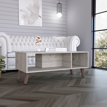 Siena Coffee Table, Two Open Shelves, Light Gray Gray Particle Board Particle Board