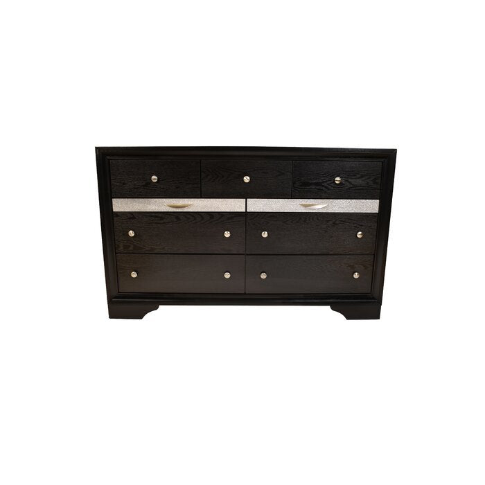 Matrix Traditional Style 7 Drawer Dresser Made With Wood In Black Black Gray Drawer 5 Drawers & Above Bedroom Dovetail Joints Traditional Solid Wood Mdf Wood