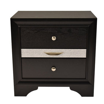 Matrix Traditional Style 2 Drawer Nightstand Made With Wood In Black Color Black 2 Drawers Bedroom Bedside Cabinet Traditional Dovetail Joints Solid Wood Mdf Wood