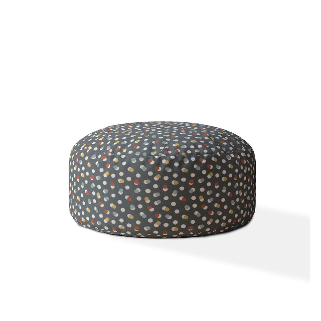 Indoor Dancing Dots Greyish Blue Round Zipper Pouf Stuffed Extra Beads Included 24In Dia X 20In Tall Multicolor Cotton