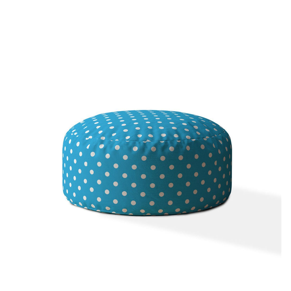 Indoor Retro Polka Coastal Blue Round Zipper Pouf Cover Only 24In Dia X 20In Tall Multicolor Cotton