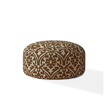 Indoor Victoria Caramel Round Zipper Pouf Stuffed Extra Beads Included 24In Dia X 20In Tall Multicolor Cotton