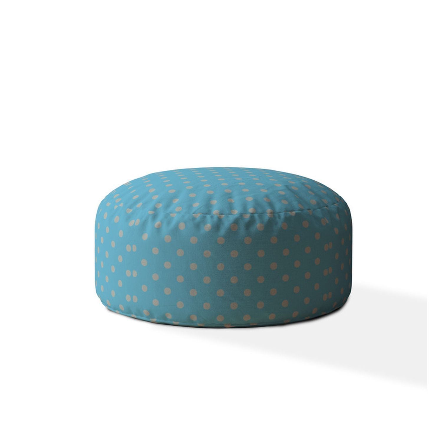 Indoor Retro Polka Bright Sky Blue Round Zipper Pouf Cover Only 24In Dia X 20In Tall Multicolor Cotton