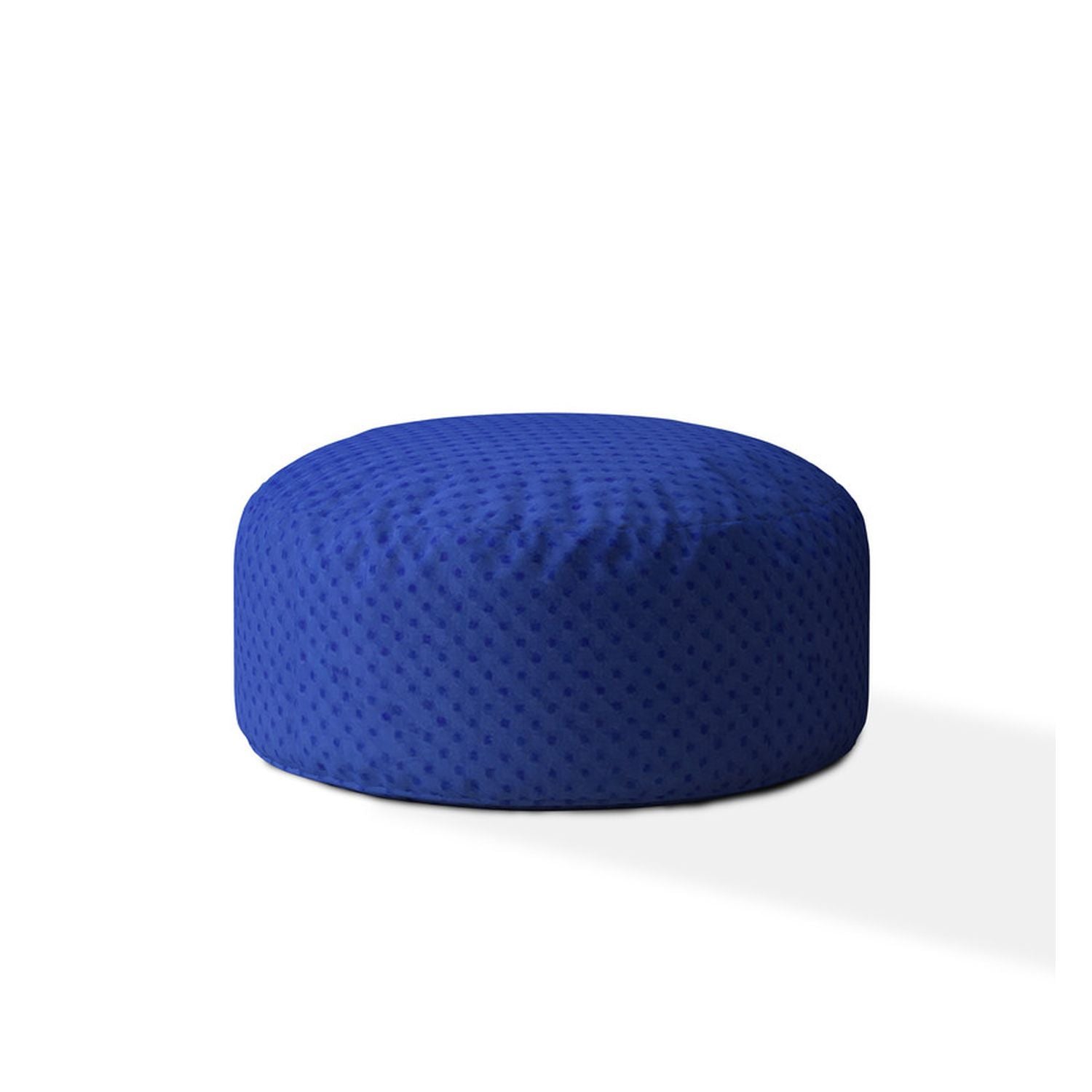 Indoor Minky Dimple Dot Plush Royal Blue Round Zipper Pouf Stuffed Extra Beads Included 24In Dia X 20In Tall Blue Polyester