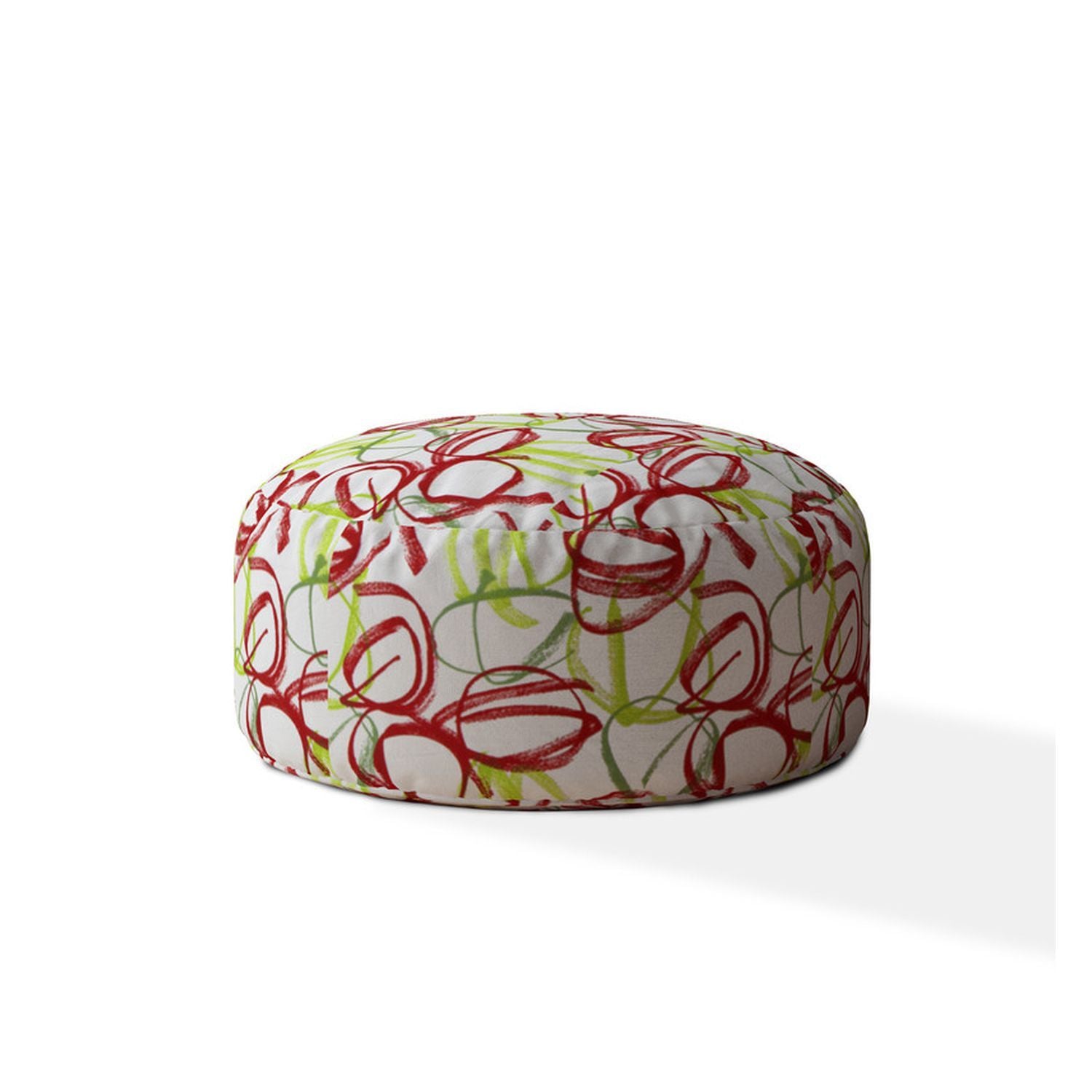 Indoor Ribbons & Twirls Green Round Zipper Pouf Cover Only 24In Dia X 20In Tall Multicolor Cotton