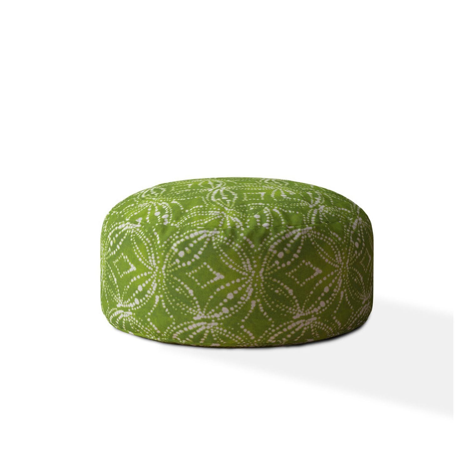 Indoor Rigel Green Round Zipper Pouf Cover Only 24In Dia X 20In Tall Multicolor Cotton