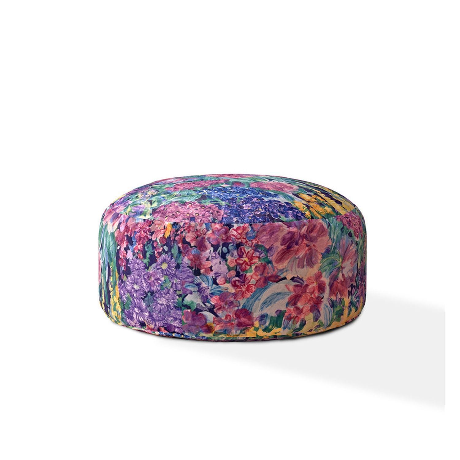 Indoor Spring Garden Multi Round Zipper Pouf Stuffed Extra Beads Included 24In Dia X 20In Tall Multicolor Cotton