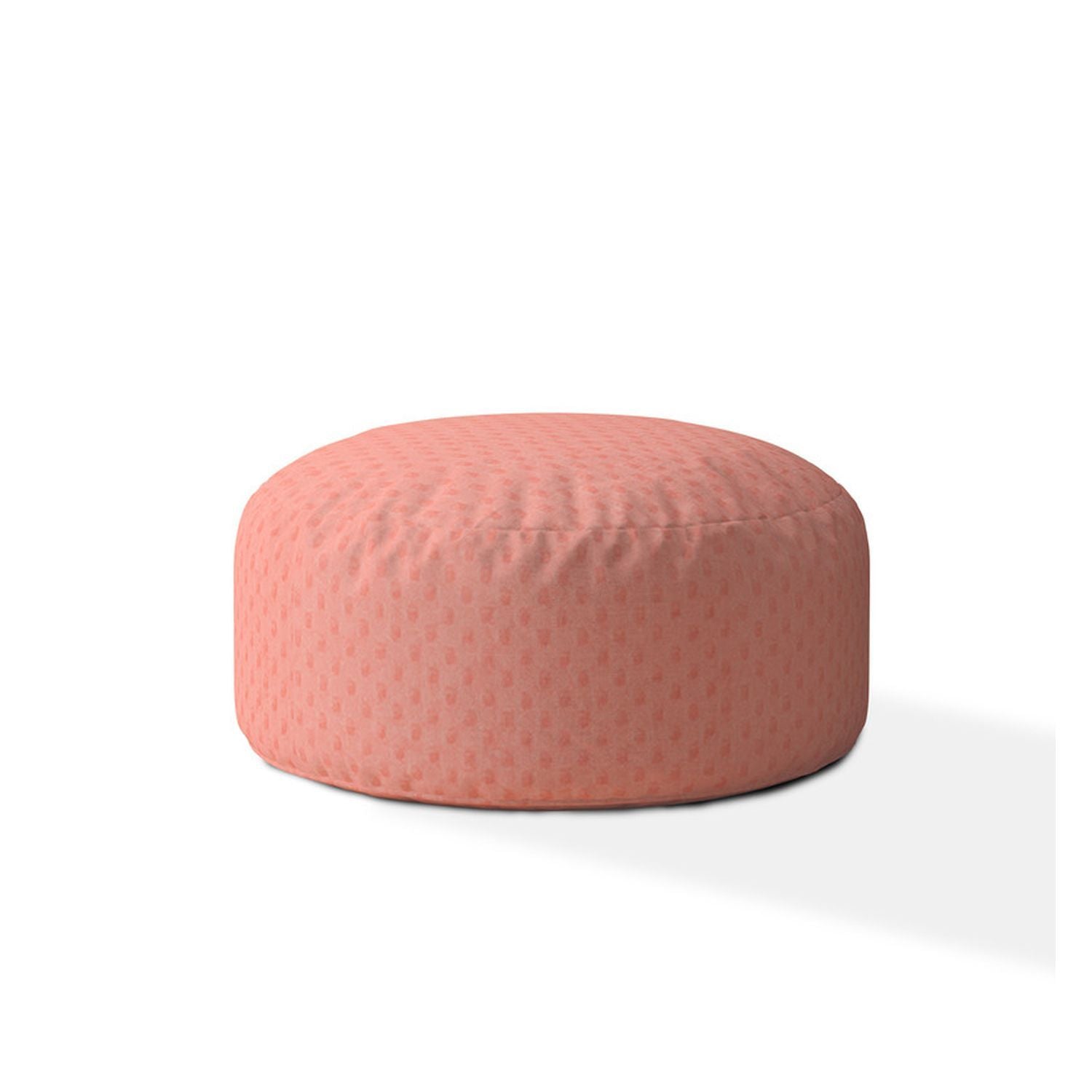 Indoor Minky Dimple Dot Plush Baby Pink Round Zipper Pouf Stuffed Extra Beads Included 24In Dia X 20In Tall Pink Polyester