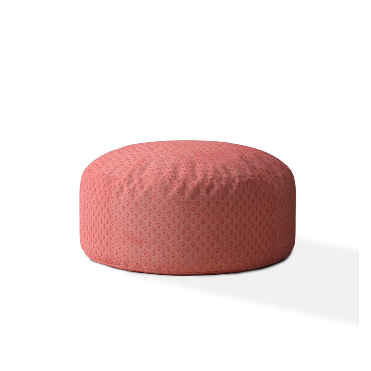 Indoor Minky Dimple Dot Plush Coral Round Zipper Pouf Stuffed Extra Beads Included 24In Dia X 20In Tall Coral Polyester