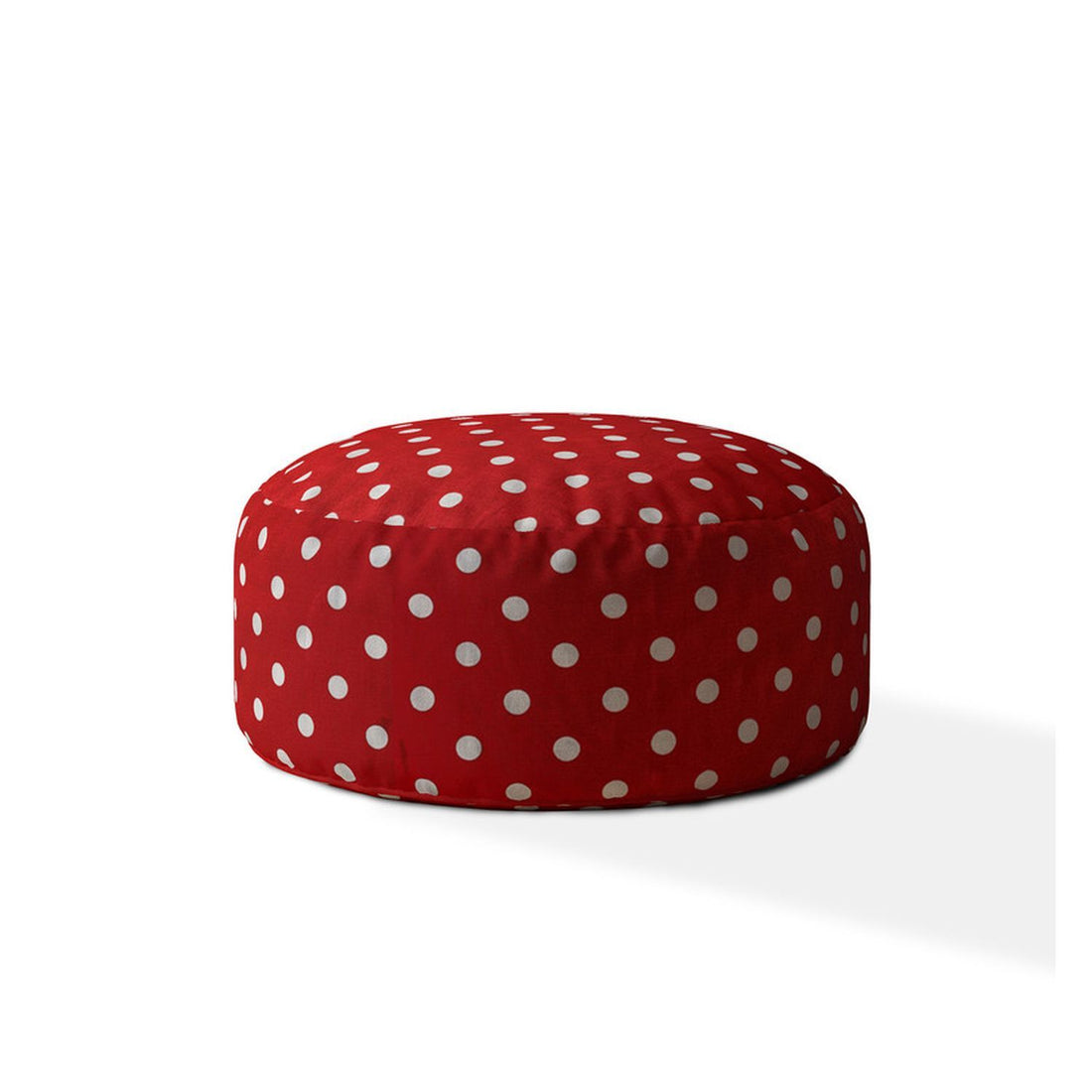 Indoor Retro Polka Bright Red White Round Zipper Pouf Stuffed Extra Beads Included 24In Dia X 20In Tall Multicolor Cotton