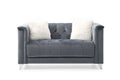 Tufted Upholstery Loveseat Finished In Velvet Fabric In Gray Gray Solid Wood