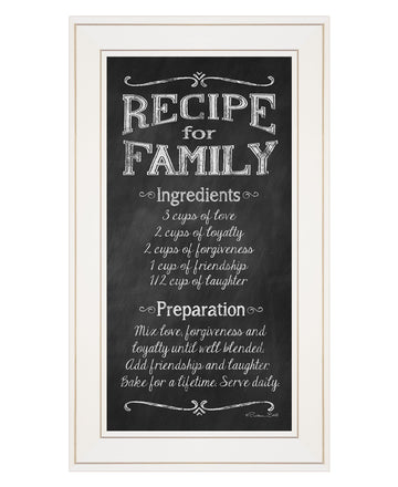 "Recipe For Family" By Susan Ball, Ready To Hang Framed Print, White Frame Multicolor Paper