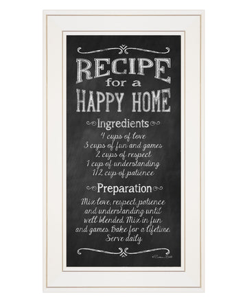 "Recipe For A Happy Home" By Susan Ball, Ready To Hang Framed Print, White Frame Multicolor Paper