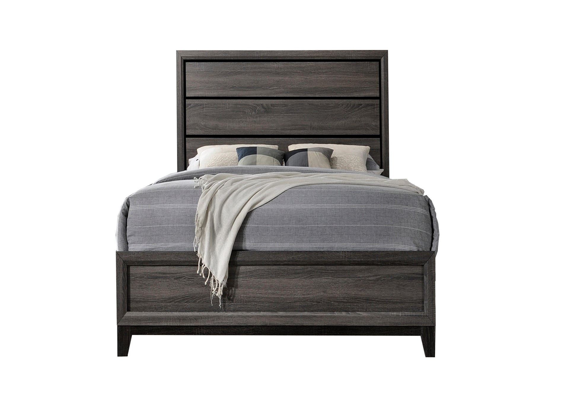 Sierra King Size Contemporary Bed Made With Wood In Gray Box Spring Required King Gray Wood Bedroom Modern Wood