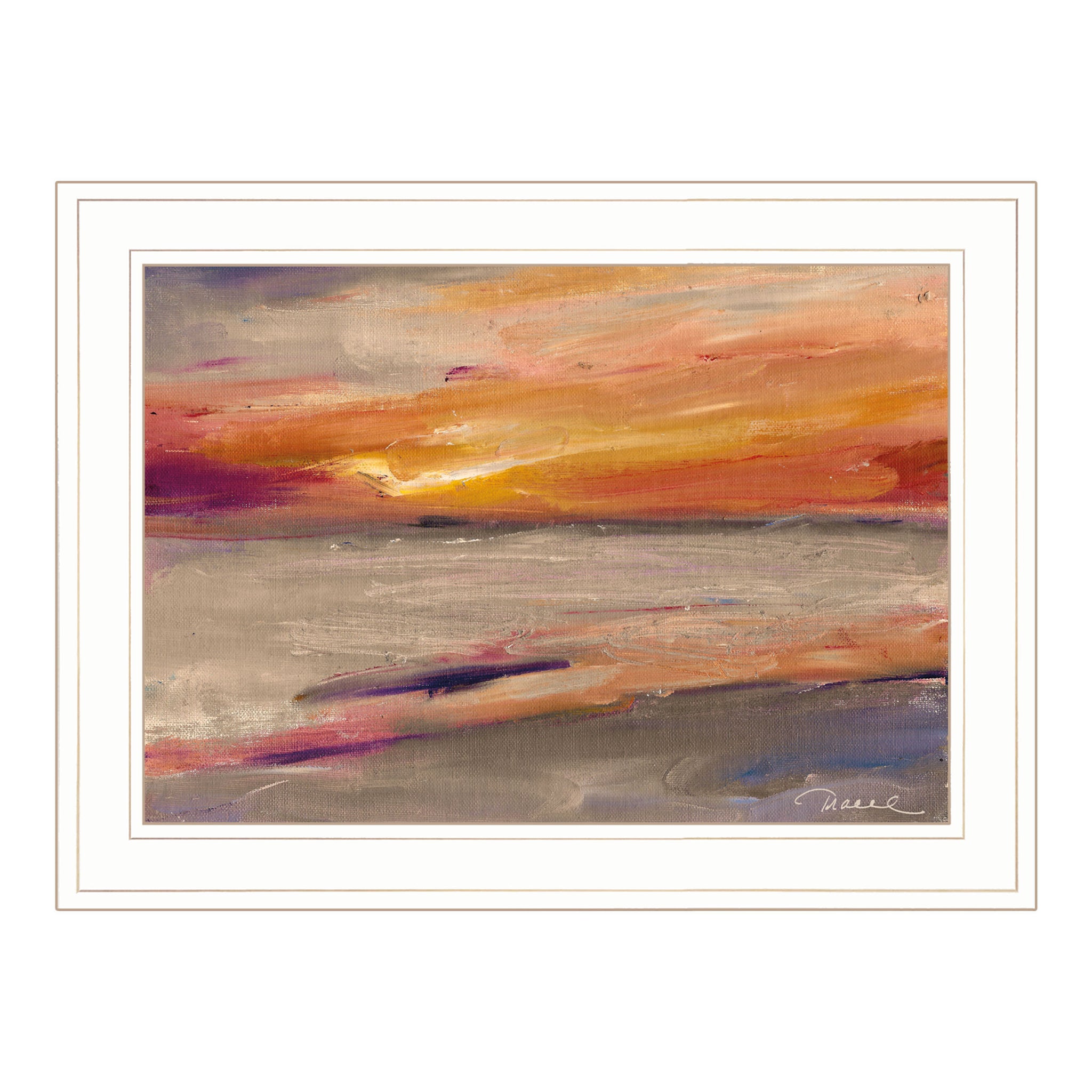 "Western Sky" By Tracy Owen Cullimore, Ready To Hang Framed Print, White Frame Multicolor Paper