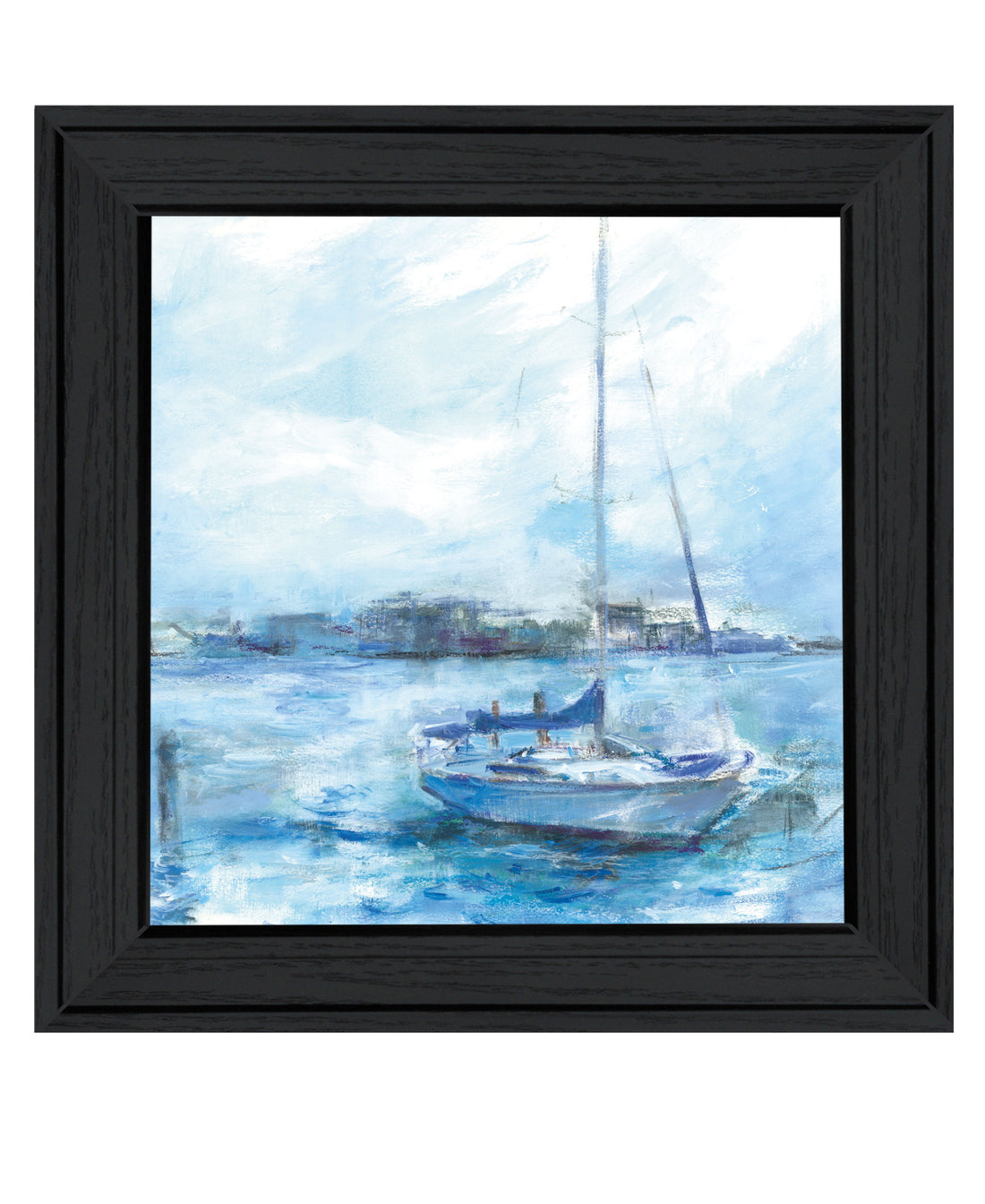 "Serenity Sloop" By Tracy Owen Cullimore, Ready To Hang Framed Print, Black Frame Multicolor Paper