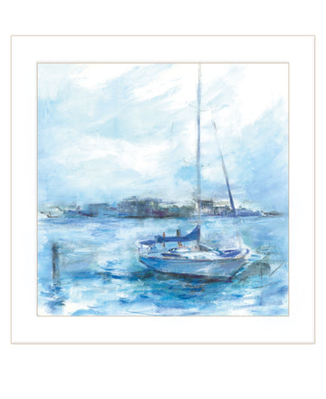 "Serenity Sloop" By Tracy Owen Cullimore, Ready To Hang Framed Print, White Frame Multicolor Paper