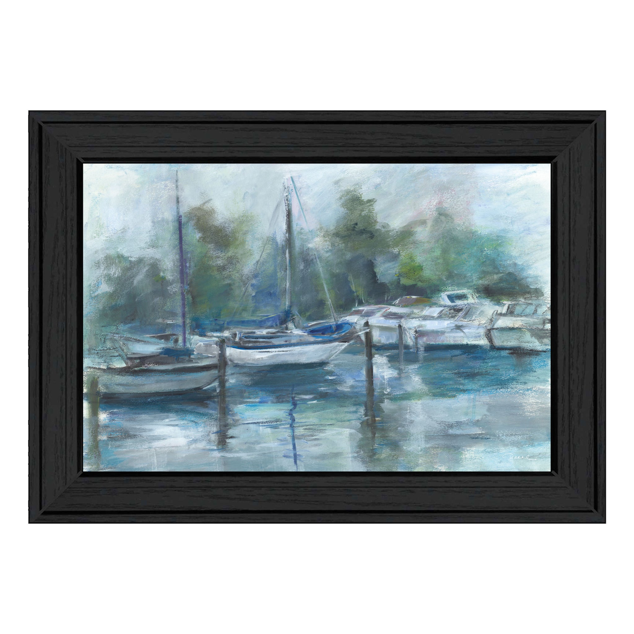 "Lagoon" By Tracy Owen Cullimore, Ready To Hang Framed Print, Black Frame Multicolor Paper