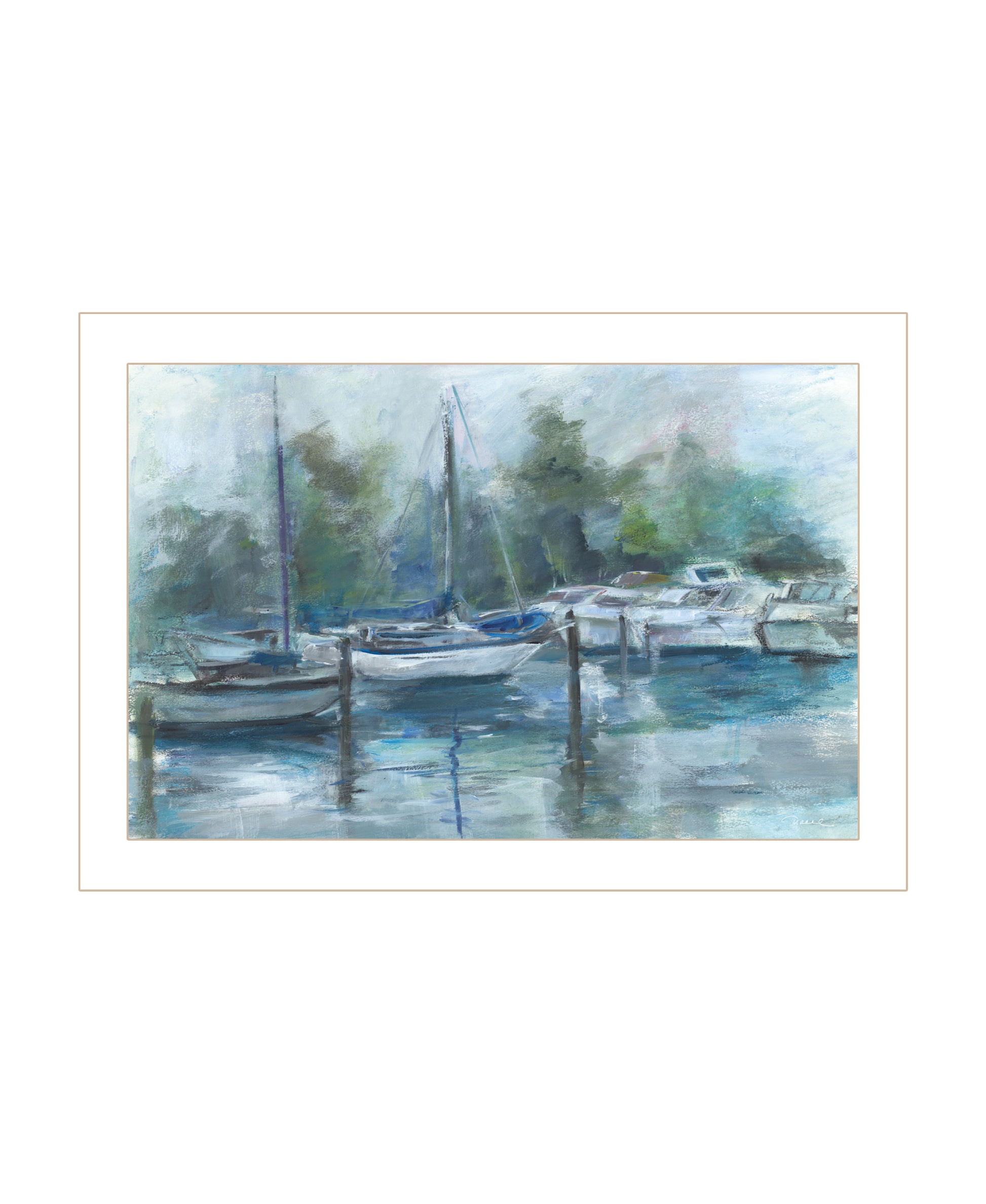 "Lagoon" By Tracy Owen Cullimore, Ready To Hang Framed Print, White Frame Multicolor Paper