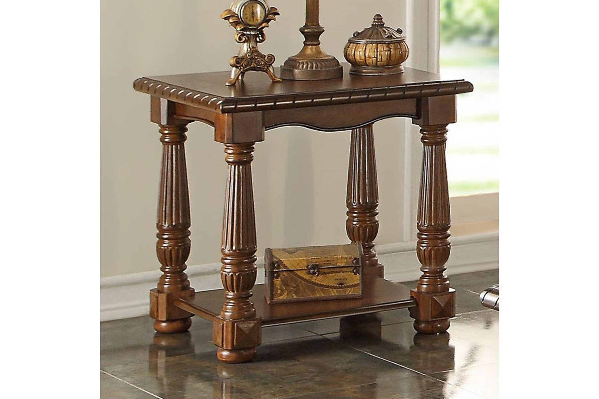Traditional Formal Look Wooden 1Pc End Table Living Room Sofa Side Table Rubberwood Ash Burl Veneer Brown Bedroom Classic,Traditional Rubberwood Rectangular Open Storage Coffee & End Tables Solid Wood