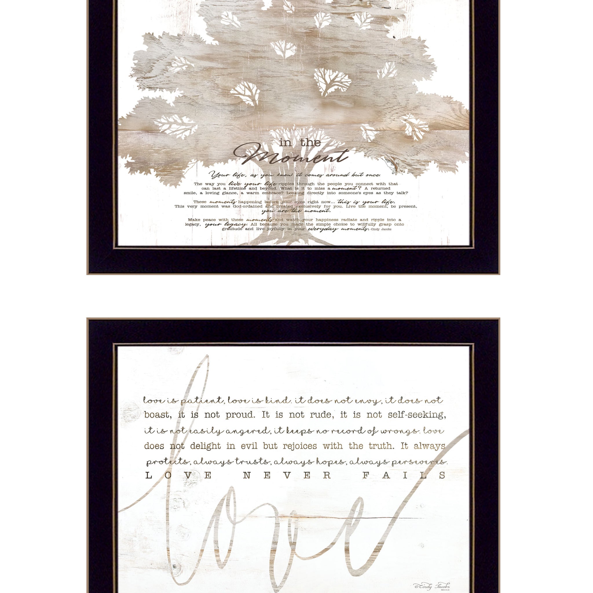 "Love In The Moment" 2 Piece Vignette By Cindy Jacobs, Ready To Hang Framed Print, Black Frame Multicolor Paper