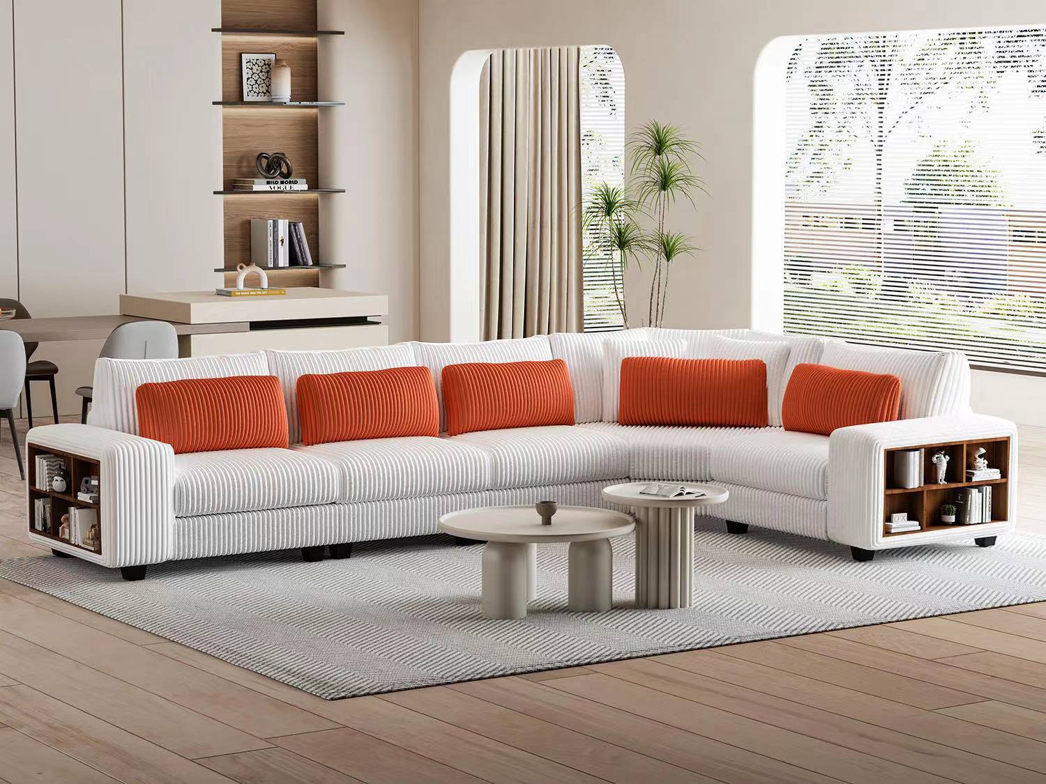 Modular Sectional L Shaped Sofa With Armrest Wooden Frame Locker, Stylish And Comfortablecream Style, Beige Beige Primary Living Space Soft Modern Wood 5 Seat