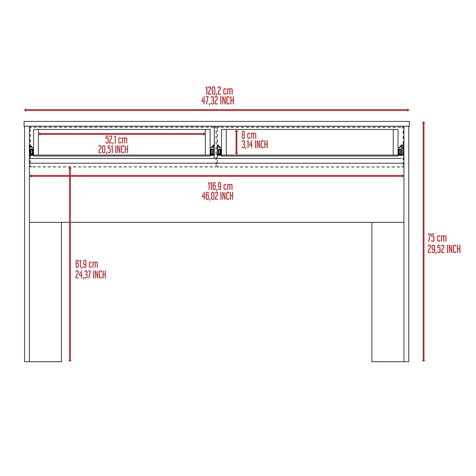 Acre Writing Computer Desk, Two Drawers Grey Computer Desk Office Modern Freestanding Rectangular Drawers Desk Rectangular Particle Board Engineered Wood