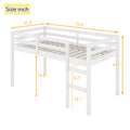 Solid Wooden, Rubber Wooden Twin Loft Bed With Ladder, Bed Platform Of Strengthened Slatswhite Twin White Rubber Wood