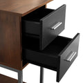 Techni Mobili L Shape Desk With Hutch And Storage, Walnut Walnut Computer Desk Office Modern L Shape Engineered Wood