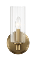 Jardin Single Light Wall Sconce With Clear Ribbed Glass Satin Brass Antique Brass,Clear,Gold Brass,Glass