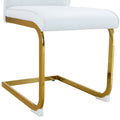 Luxury Simple Arch Chair Set Of 4 White Pu Material High Resilience Dining Chair With Arched Metal Gold Leg. White Gold Metal,Pu