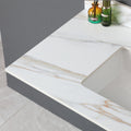 43 Inch Marble Vanity Top, Bathroom Vanity Top With Undermount Rectangular Middle Sink And 4